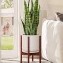 GENTINGBRO Adjustable Plant Stand Indoor, Bamboo Plant Stand Fits 8 9 10 11 12 Inches, Small Corner Planter Holder for Indoor Plants, Single Floor Plant Stands for Living Room Balcony, Reddish Brown