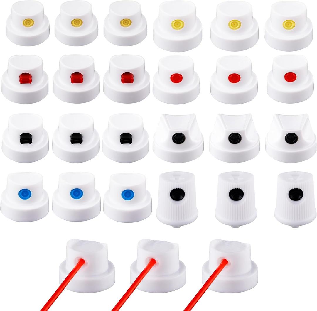 Tinoaly 27pcs Spray Paint Caps, Universal Fast Coloring Spray Can Nozzle Paint Tips for Wall Graffiti Art Creation Painting