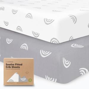 KeaBabies 2-Pack Organic Crib Sheets for Boys, Girls - 52x28 Fitted Crib Mattress Sheet Neutral, Breathable Jersey Cotton Cover for Baby Bed, Toddler Mattress, Soft & Cute Prints (Rainbow)