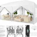COBIZI Canopy 10x20 Pop Up Canopy Tent with 6 Sidewalls Party Tents for Parties Weddings Backyard Waterproof Outdoor Commercial Event Tent with Stakes, Ropes, White
