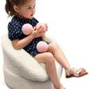 Hrebr Mini Toddler Chair Comfy - 17.3'' Compact Kids Couch with Carry Handle, Soft Teddy Plush Toddle Chair, Washable Cover & Sturdy Design for Nursery & Playroom - White