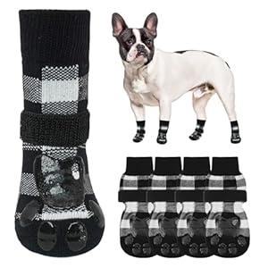 SCENEREAL 6Pcs Anti Slip Dog Socks to Prevent Licking Paws for Hot/ Cold Pavement, Dog Grippy Socks for Hardwood Floors, Dog Shoes for Boots & Paw Protectors for Puppy Small Medium Large Senior Dogs