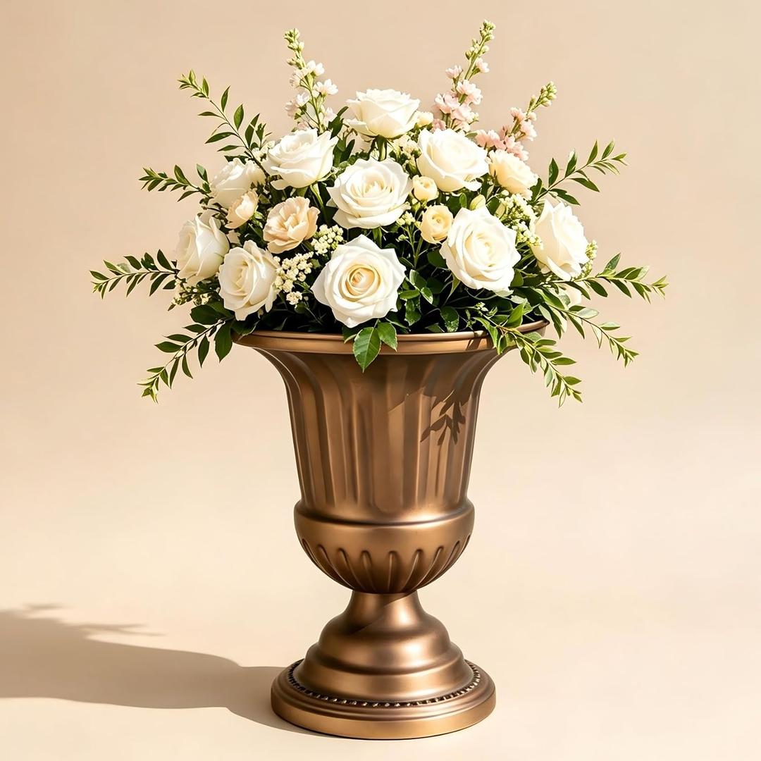 Antique Vases Urn Planters, Vintage Metal Flower Pots for Outdoor Plants
Vintage Iron Style Pedestal Planter for Front Door Porch Patio Garden, 9" Vintage Iron for Anniversary Ceremony Banquets 4Pcs