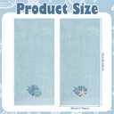 Breling 2 Pcs Summer Beach Hand Towels for Bathroom Blue Embroidered Ocean Coastal Fingertip Towels 13.8 x 29.5'' Under The Sea Seashell Starfish Absorbent Kitchen Dishcloth for Bath Guest Gifts