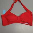 Yonique Women Halter Bikini Top Only Retro Swimsuit Top Push Up Bathing Suit Top No Bottom (Large, Red)