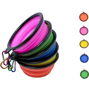 Dog Bowl Pet Collapsible Bowls, 5 Pack Collapsible Dog Water Bowls for Cats Dogs, Portable Pet Feeding Watering Dish for Walking,Traveling with 5 Carabiners