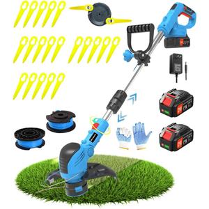 21V Electric Weed Wacker Electric Weed Wacker Eater with 12,000 RPM and 850W Motor Cordless Weed Trimmer with 2 Batteries 4.0Ah The Perfect Partner for Garden and Lawn Care