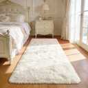 Przemy Fluffy Runner Rug for Bedroom Living Room, 2x6 Feet Ivory Shag Area Rugs, Soft Fuzzy Carpet for Bedside Nursery Kids Room College Dorm, Plush Throw Rug for Home Decor