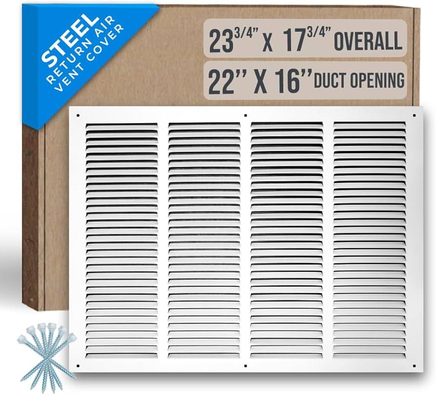 Fits 22x16 Duct Opening | Steel Return Air Grille by Handua | Vent Cover Grill for Sidewall and Ceiling | White | HVAC Cold Air Intake Grille