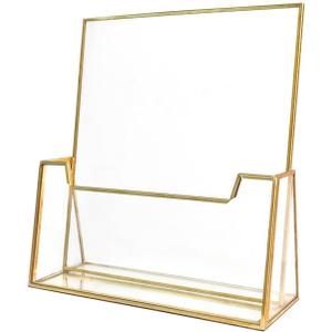 Feyarl Gold Glass Brochure Holder 8.5 x 11 Business Pamphlets Booklets Holder Flyer Trifold Display Stand for Office Tabletop CountertopTrade Show Exhibitions Magazines Menu Journals Literatures