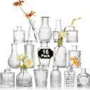 Glass Bud Vase Set of 16 Pcs，Small Flower Vase for Centerpieces，Clear Bud Vases in Bulk， Mini Vintage Vase for Rustic Wedding Decorations
