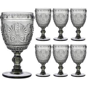 6 Pcs Black Wine Glasses,Goblet Glasses,Vintage Glassware, Made of Sturdy and Durable Glass Can be Used for Weddings, Everyday Fun Parties and More! (10 Ounces (Set of 6))