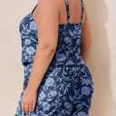 Summer Mae Plus Size Swim Romper for Women One Piece 2026 Modest Swimsuit | Bathing suit,Button design,Adjustable tie at waist,Side pockets,Tummy control,Adjustable shoulder strap,Blouson,Beach,Pool (Blue) 20Plus