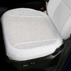Erivis 2PCS Nappa Leather Car Front Seat Covers for 2025 2026 Tesla Model Y/3 Highland/Juniper Breathable Perforated All-Season Universal Bottom Seat Protectors for Tesla Accessories, White