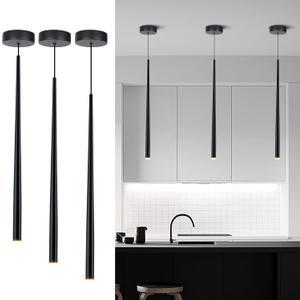 3 Pack Modern LED Black Pendant Lights for Kitchen Island, 27.56 inches