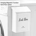 SUBEKYU Magnetic Lint Bin for Laundry Room, Wall Mounted Metal Lint Box Holder Trash Can with Lid for Dryer,Lint Basket for Laundry Room Organization,White