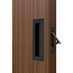 Dontay Pocket Door Pull Handle,304 Stainless Steel,Rectangle Recessed Flush Finger Pulls & Edge Spring Pull,No Lock,Hardware Set for More Than 1-1/8 Thickness Sliding Door(Matte Black,6'')