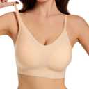 Bras for Women Wireless Seamless No Underwire Comfort Bra, Full Coverage T-Shirt Bra with Natural Lift and Removable Pads M