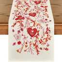 Artoid Mode Wild Flowers Leaves 210 GSM Valentine's Table Runner, Romantic Anniversary Kitchen Dining Table Decoration for Home Party Decor 13x120 Inch