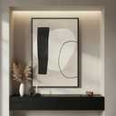 Framed Modern Black White Beige Abstract Wall Art, 1 Piece 24x36 In