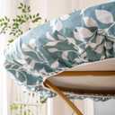 Round Vinyl Fitted Tablecloth with Flannel Backing Elastic Edge Design Table Cover Waterproof Oil-Proof PVC Table Cloth Stain-Resistant Best for 57"-66" Round (Leaf)