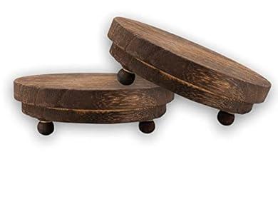 Gsofly 2 Pcs Wood Riser - 3.75' Display Stand for Farmhouse Decor, Tiered Tray Accessories, Round Rustic Pedestal for Home Decorations