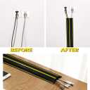 10Ft Cord Covers for Wires on Floor, 3-Channel Floor Cord Cover with Anti-Slip Base & Yellow Warning Strips, Extension Cord Covers for Floor, Ideal for Home, Office, Outdoor Use