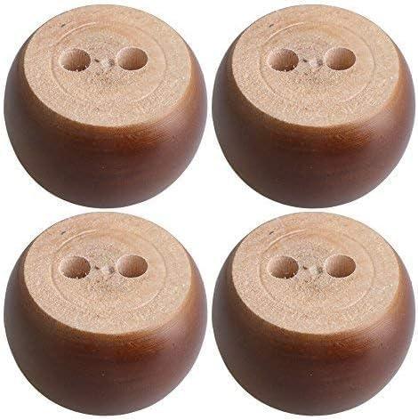 Pack of 4 Walnut Furniture Legs Round Bun Feet 2" Tall Wood Sofa Legs Replacement Legs for Cabinet Couch Chair Dresser