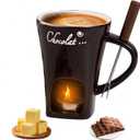 Fondue Cup, Chocolate Melting Fondue Mugs Set of with Forks and Candle, Ceramic Chocolate Melting Cup, Mini Chocolate Fondue Cups Set For Date Night Birthday Wedding Gifts (Coffee)