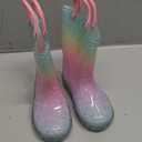 EUXTERPA Toddler Kids Waterproof Light Up Rain Boots Patterns and Glitter Boots with Handles for Boys Girls (Pink Gradient),