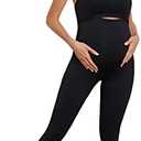 Floerns Women's Maternity 2 Piece Outfit Scoop Neck Crop Tank Top Legging Set Black XL