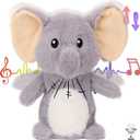 Hopearl Talking Elephant Repeats What You Say Nodding Electric Interactive Animated Toy Speaking Plush Buddy Gift for Toddlers, Grey, 8''