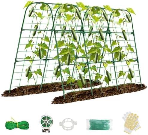 TOCCYARD Cucumber Trellis for Raised Bed, 48x48inch U-Shape Garden Trellis for Climbing Plants Outdoor, Metal Arch Trellis for Vegetables, Plant Support for Tomato, Pea, Zucchini, Squash