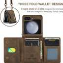 for Samsung Galaxy Z Flip 6 Case with Crossbody Wallet, 8 Cards Slot and Premium Leather Kickstand Vintage Card Holder (Coffee)