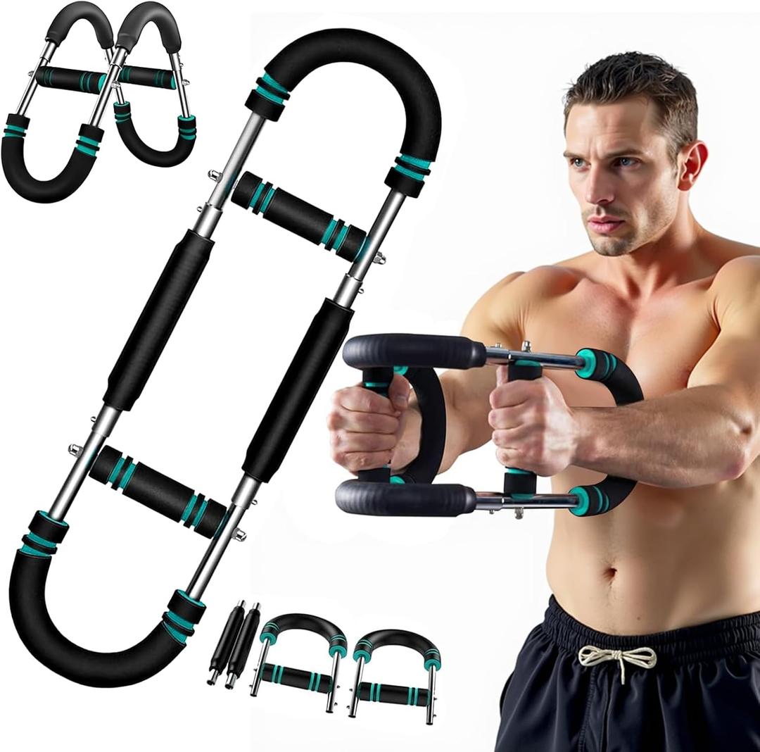 2025 Pro Saker Twister Arm Trainer, Adjustable Power Twister Bar, Chest Shoulder Arm Workout Equipment, Portable Detachable Upper Body Fitness Machine for Home & Gym, Blue 40-100lbs
