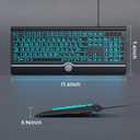 Large Print Backlit Computer Keyboard, 7-Color Backlit Keyboard with Wrist Rest, USB Plug-and-Play, Oversize Letters Keys Easy to See and Type, Wired Light Up Keyboards for Laptop, PC, Gaming