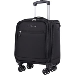 Verage Underseat Carry On Luggage with Wheels, 14.5-Inch Spinner Small Suitcase, Softside Lightweight Travel Bag for Men and Women, Airplane Carry On Bag, Black