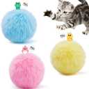 Potaroma Chirping Cat Toys Balls with SilverVine Catnip, Upgraded, 3 Pack Fluffy Interactive Cat Kicker, 3 Lifelike Animal Sounds, Kitty Kitten Catnip Exercise Toys