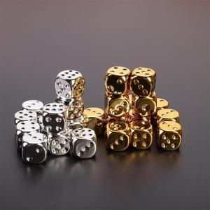 20pcs Gold & Silver Plastic Dice Set 16mm(0.63inch) Round-Edge Dice for Games, Teaching & Party Entertainment