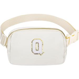Birthday Gifts Christmas Personalized Gift for 4 5 6 7 8 9 10 11 12 13 14 Year old Girls Teen Sister Kid Initial Letter Fanny Pack Trendy Stuff Crossbody Bag White Letter Q