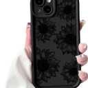 2 x NITITOP Compatible with iPhone 14 Plus Case Cute Sunflower Floral Design for Women Girls Flower Artistic Soft TPU Shockproof Protective Full Camera Protection Cover - Black