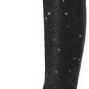 Rollda Rhinestone Cowboy Boots, Sparkly Over the Knee Cowgirl Boots, Pointed Toe Knee High Boots with Chunky Heel Thigh High Boots (9, Black)