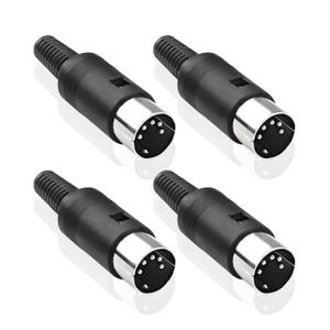 MEIRIYFA DIN 5-Pin Male Plug Connector, 4 Pack DIN 5 Pin Plug MIDI Cable Adapter Socket Solder Terminals Connector for Microphone Amplifiers