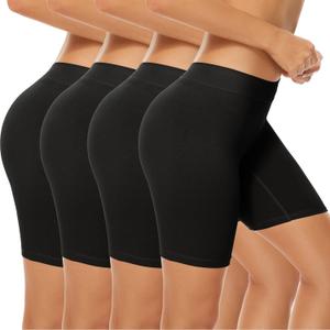 POKARLA 4 Pack Women's Cotton Underwear Boxer Shorts Anti Chafing Bike Shorts Boyshorts Panties Regular & Plus Size (XX-Large, Black-4pack)