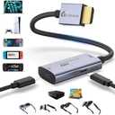 Guermok AR Glasses HDMI to USB-C Display Adapter, 4K@60Hz Play and Charge XR Converter with DC 5V, for XREAL One/Air 2 Pro/RayNeo/Rokid, Steam, Switch 2/1, PS5/4, Portable Monitors (Sliver)