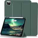 Case for iPad Pro 12.9 Inch Case 6th/5th/4th/3rd Generation with Pencil Holder, Smart Stand Cover with Soft TPU Back for iPad 12.9 Pro Case (2022/2021/2020/2018), Auto Sleep/Wake, Dark Green