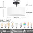 Bargeni Semi Flush Mount Ceiling Light,13 inch Modern 3-Light Ceiling Light Fixture,Black Semi Flush Mount Light Fixture,Flush Mount Lighting for Bedroom,Dinning Room and Hallway
