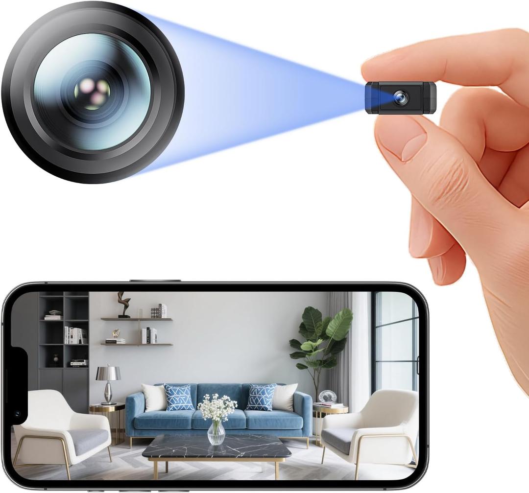 Mini Wireless Security Camera 1080P HD Magnetic WiFi Micro Nanny Cam Camera with Motion Detection Small Smart Cameras Clear Night Vision & Cloud/SD Storage for Home Pet Baby Office (Indoor/Outdoor)