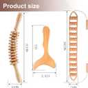3 Pcs Wood Therapy Massage Tools Sets, Maderoterapia Body Sculpting Kit for Lymphatic Drainage, Gua Sha for Muscle Relief, Anti-Cellulite & Body Shaping