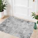 Washable 2x3 Abstract Area Rug - Large Living Room Area Rugs Modern Stain Resistant Indoor mat for Bedroom Dining Room Non Slip Rubber Backing Thin Super Soft Room Decor Floor Carpet 2x3 Grey